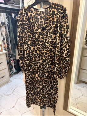 Karlie Leopard Print Midi Dress in Brown and Black
